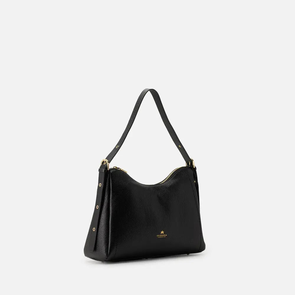 Cuoieria Fiorentina | Hobo Squadrata Eva Soft in Pelle Bottalata | Nero
