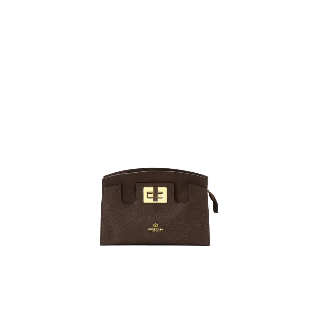 Cuoieria Fiorentina | Pochette Bella Soft Pouch In Nabuck | Cioccolato