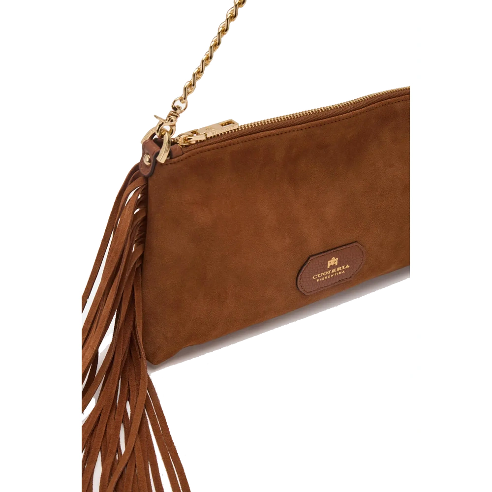 Cuoieria Fiorentina | Pochette Pouch Con Frange In Pelle | Caramel