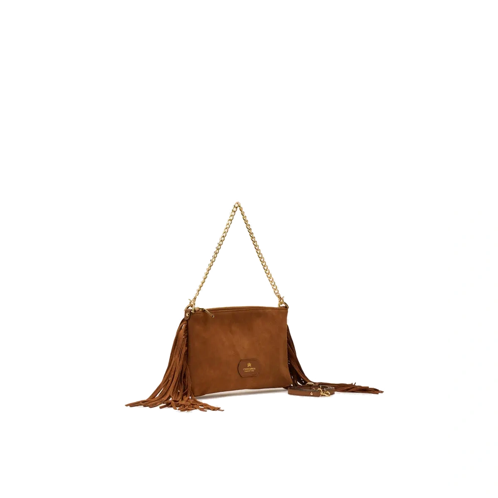 Cuoieria Fiorentina | Pochette Pouch Con Frange In Pelle | Caramel