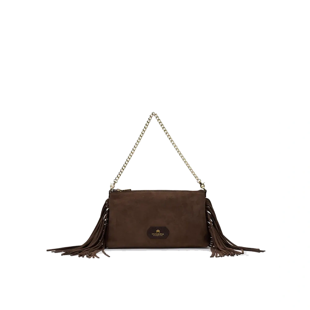Cuoieria Fiorentina | Pochette Pouch Con Frange In Pelle | Cioccolato