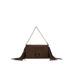 Cuoieria Fiorentina | Pochette Pouch Con Frange In Pelle | Cioccolato