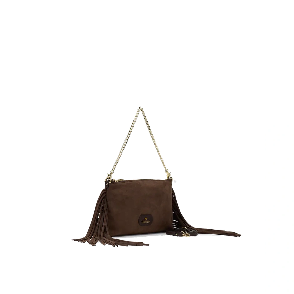 Cuoieria Fiorentina | Pochette Pouch Con Frange In Pelle | Cioccolato