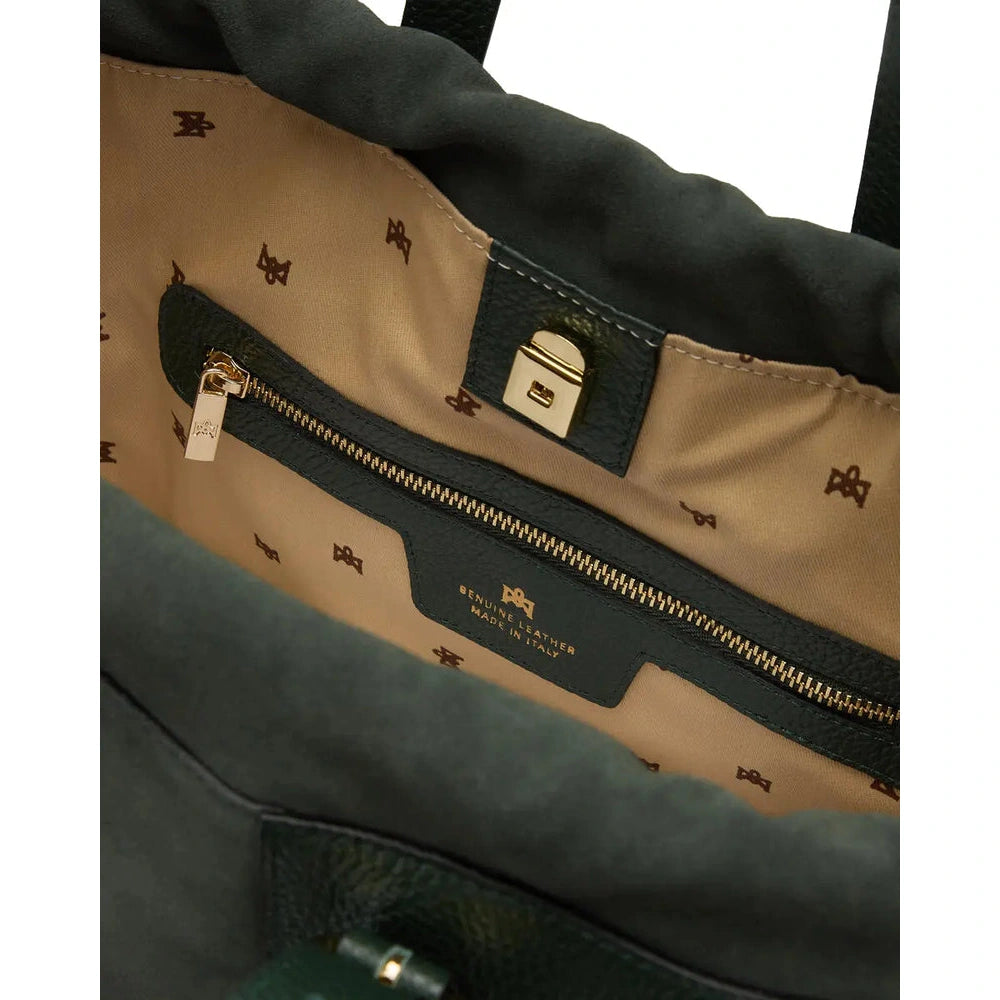 Cuoieria Fiorentina | Shopping Bag Sybel Suede Multimateriale | Muschio