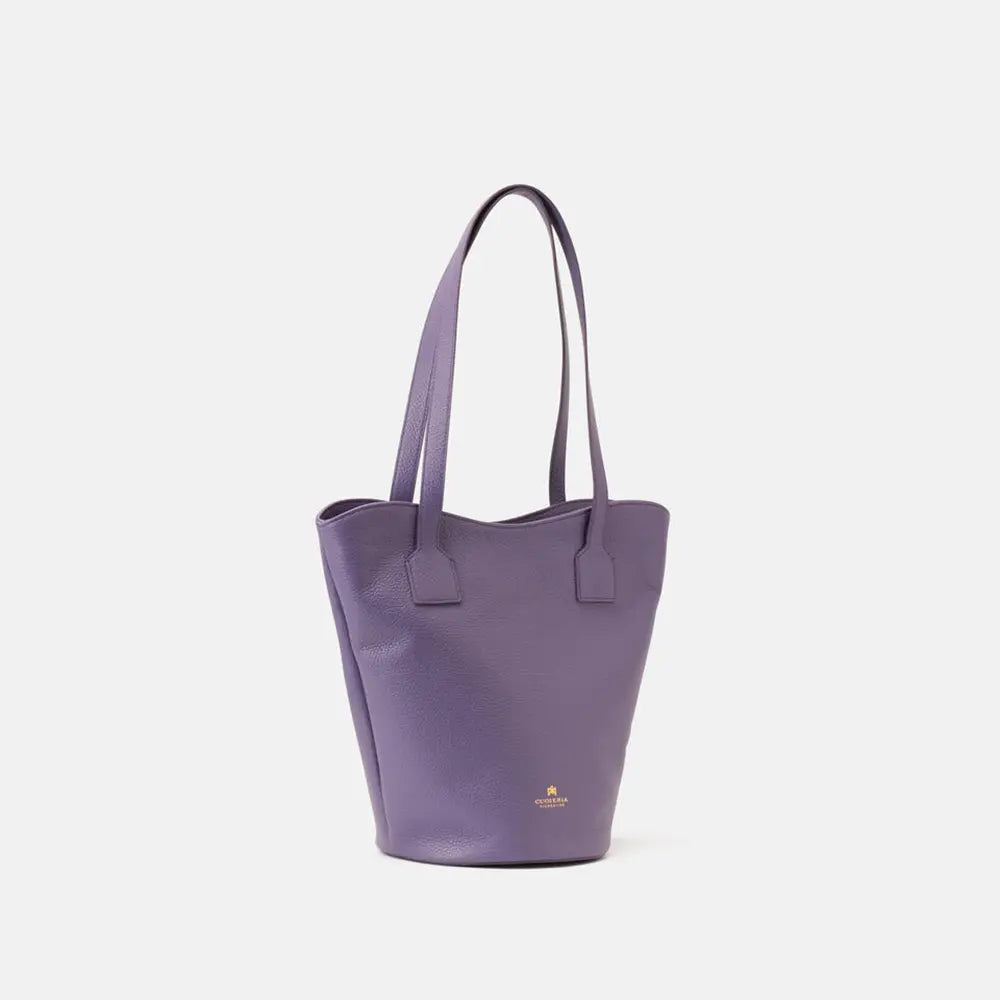 Cuoieria Fiorentina | Tote Bag Piccola Twin In Vera Pelle Bottalata | Lavanda Made In Italy
