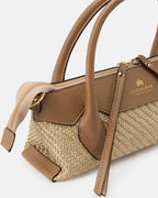 Cuoieria Fiorentina | Tote Bag Piccola Holly in Rafia e Pelle | Desert