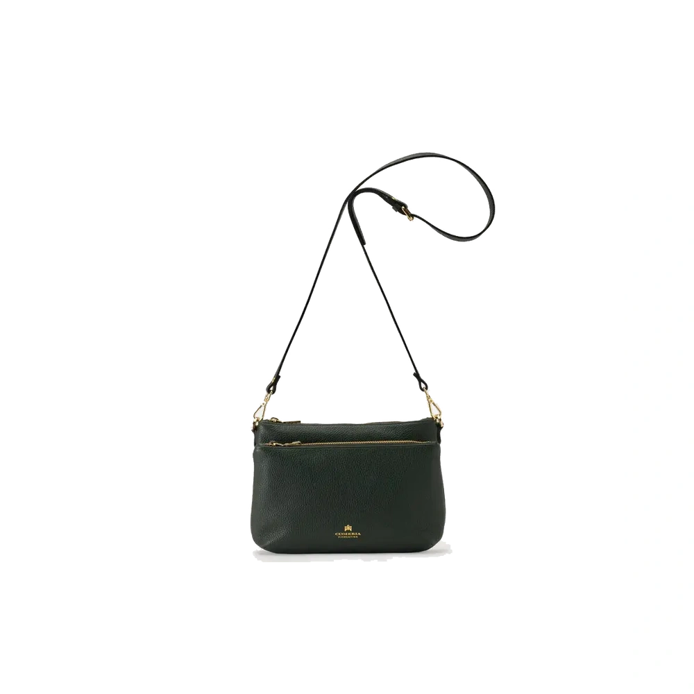 Cuoieria Fiorentina | Borsa A Tracolla Double Pouch Velvet In Pelle Bottalata | Muschio