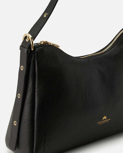 Cuoieria Fiorentina | Borsa Hobo Squadrata Eva in Pelle |Nero