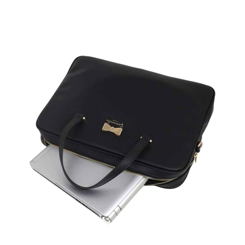 Camomilla Milano | Borsa PC Nera in Saffiano con Fiocco
