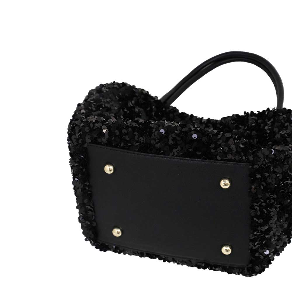 Camomilla Milano | Borsa a Mano Petite Shine Nera in Paillettes