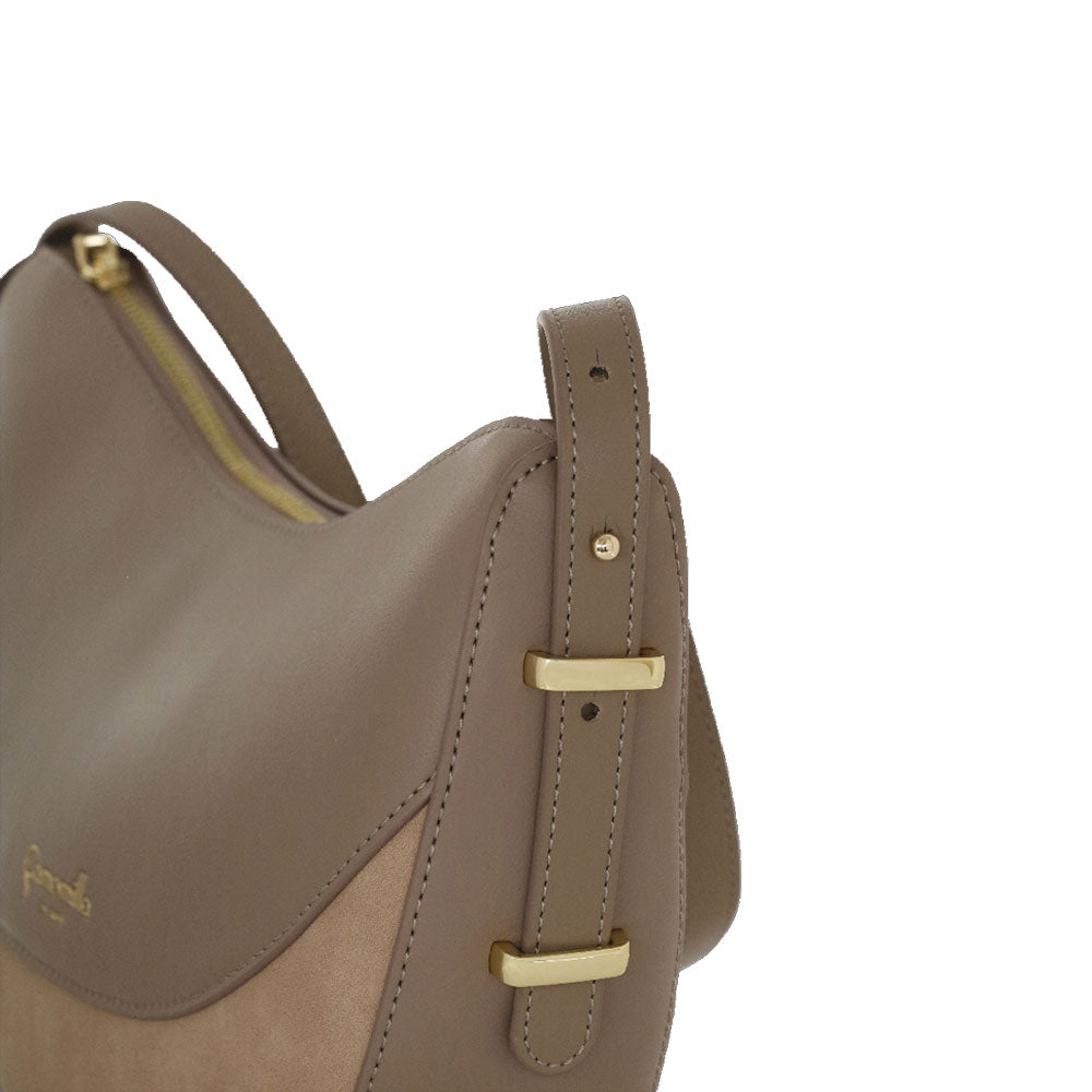 Camomilla Milano | Borsa a Spalla Emma Tortora Effetto Camoscio