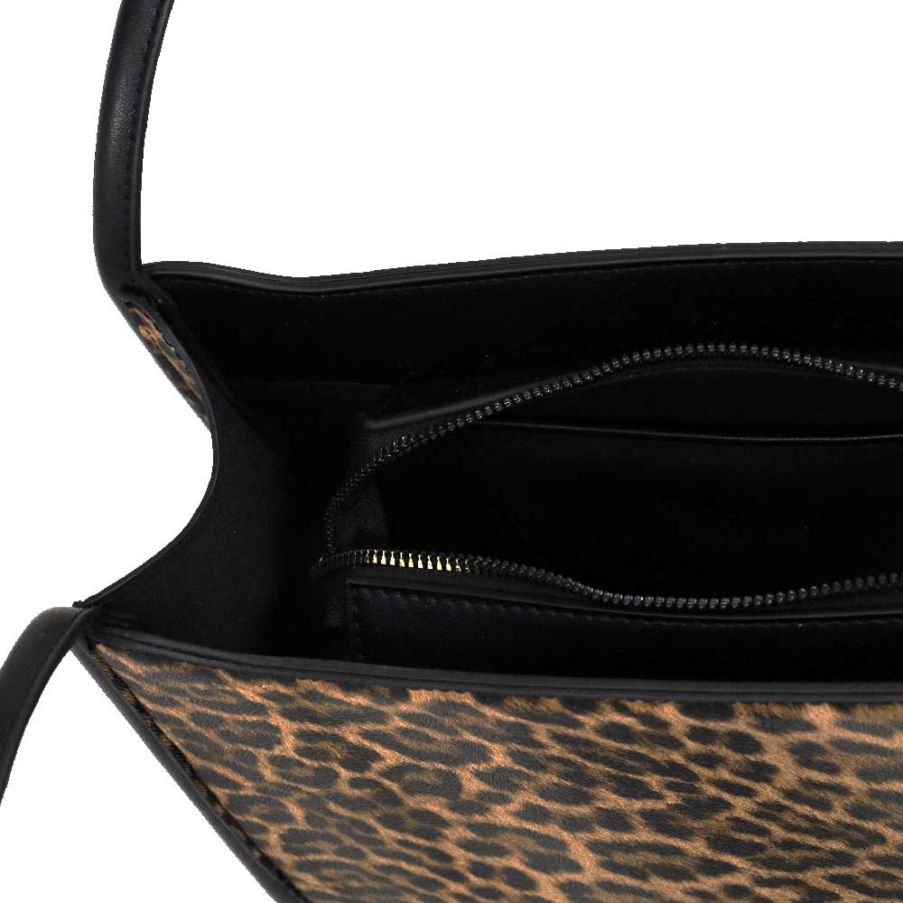 Camomilla Milano | Borsa a Spalla Jill Nera Stampa Leopardata