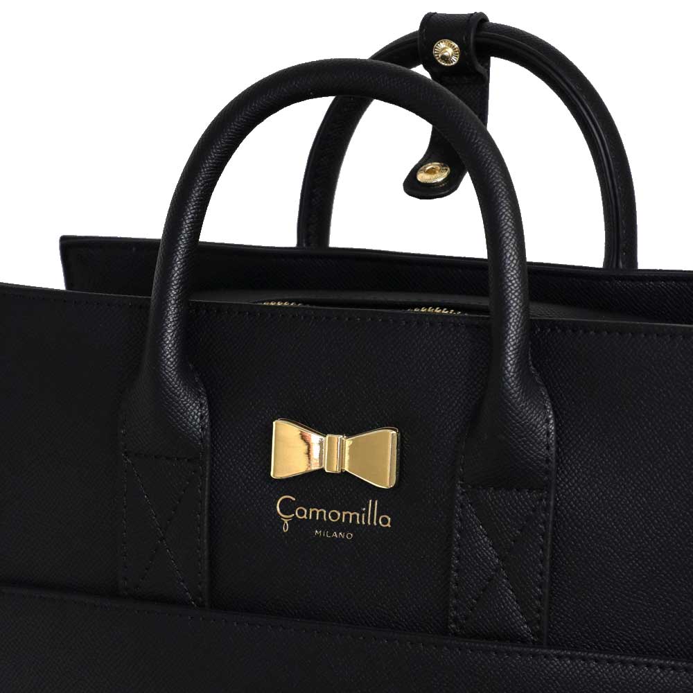 Camomilla Milano | Zaino Trasformabile Nero in Saffiano con Fiocco
