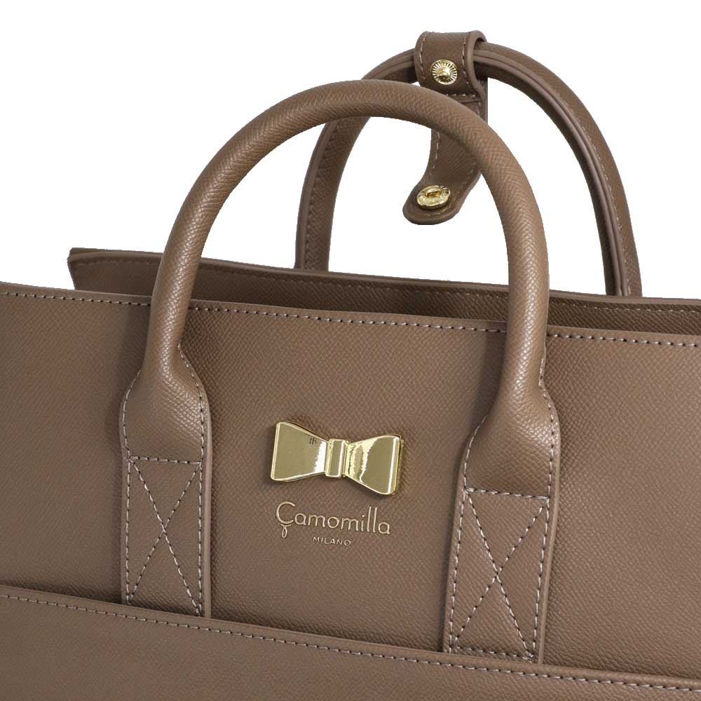 Camomilla Milano | Zaino Trasformabile Taupe in Saffiano con Fiocco