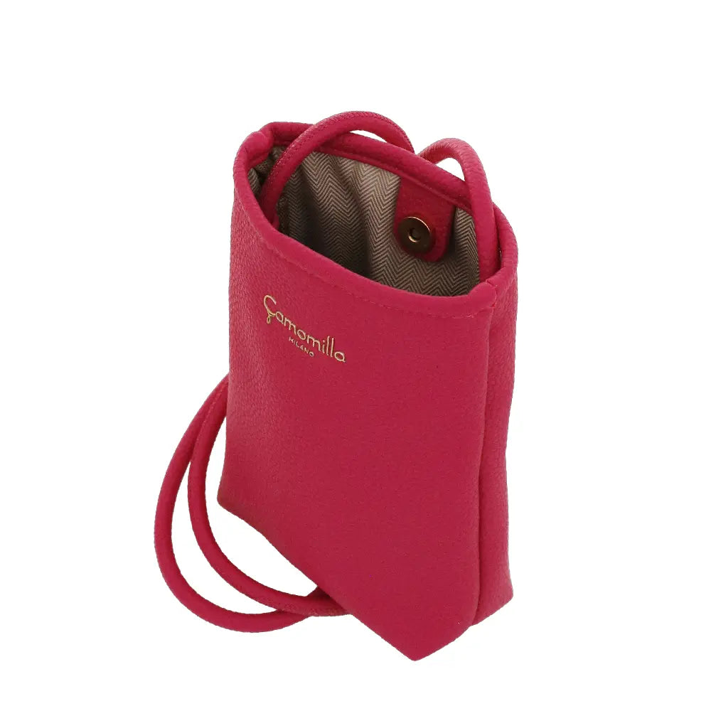 Camomilla Milano | Portacellulare Glassé Fucsia | Pochette con Tracolla Martellata