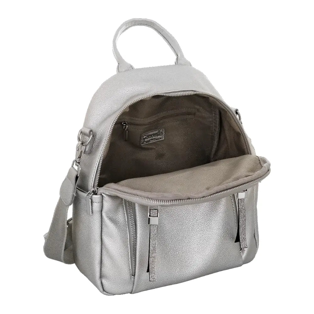 Camomilla Milano | Zaino Casual Frizzy Argento | Zainetto con Dettagli Brillanti
