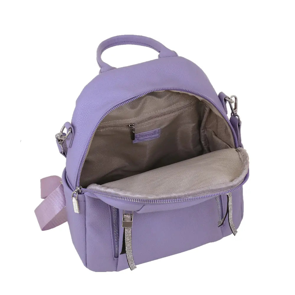 Camomilla Milano | Zaino Casual Frizzy Lilla | Zainetto Glamour con Dettagli Brillanti