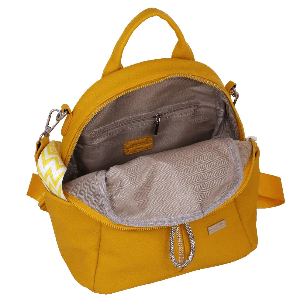 Camomilla Milano | Zaino City Frizzy Giallo | Zainetto Compatto con Dettagli Brillanti