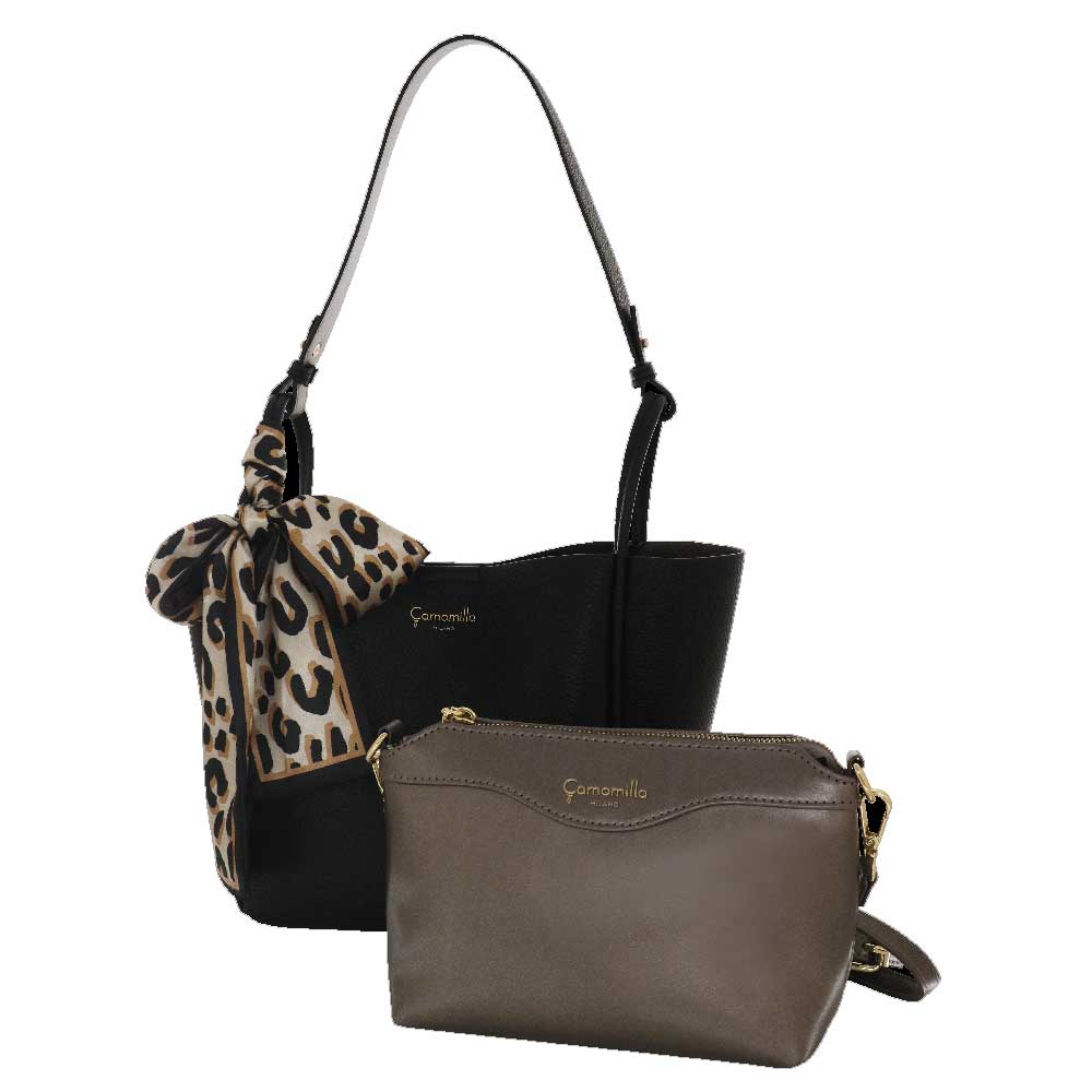 Camomilla Milano | Borsa Nancy Nera | Set Bag in Bag con Foulard