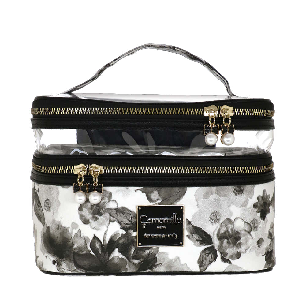 Camomilla Milano | Beauty Case M Ice Queen | Stampa Rose Nere e Bianche
