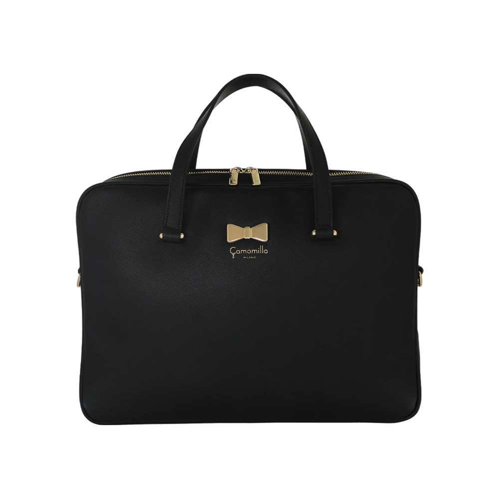 Camomilla Milano | Borsa PC Nera in Saffiano con Fiocco
