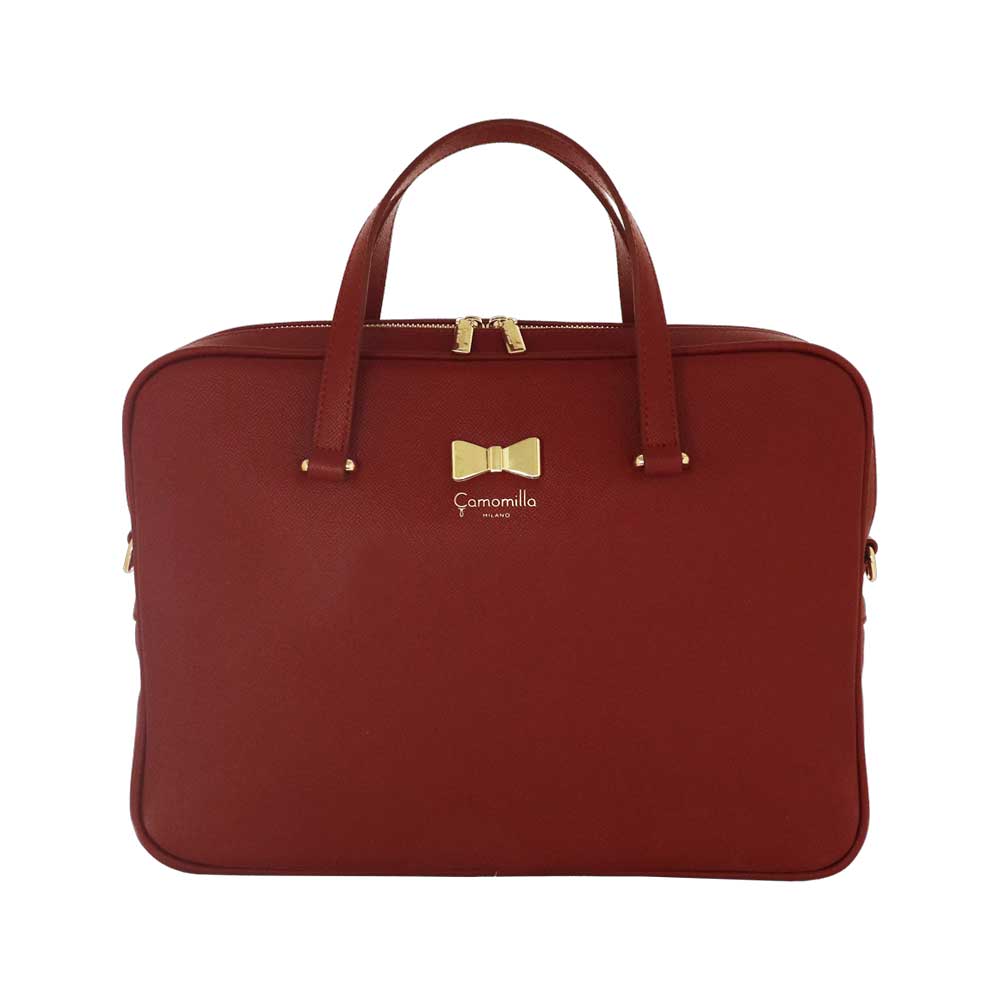 Camomilla Milano | Borsa PC Rossa in Saffiano con Fiocco