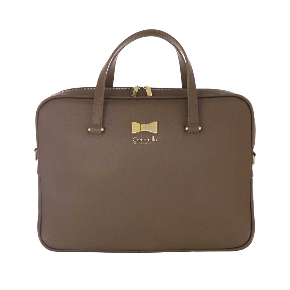 Camomilla Milano | Borsa PC Taupe in Saffiano con Fiocco