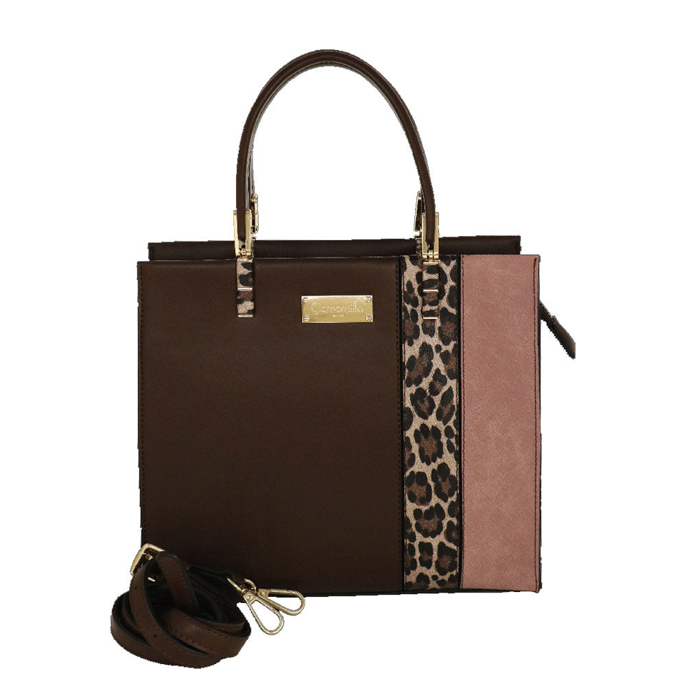 Camomilla Milano | Borsa a Mano Jungle M | Stampa Animalier Marrone