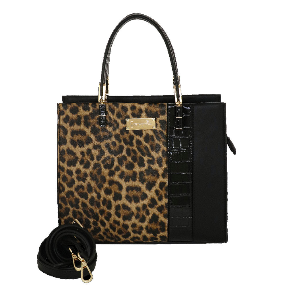 Camomilla Milano | Borsa a Mano Jungle M | Stampa Animalier Nera