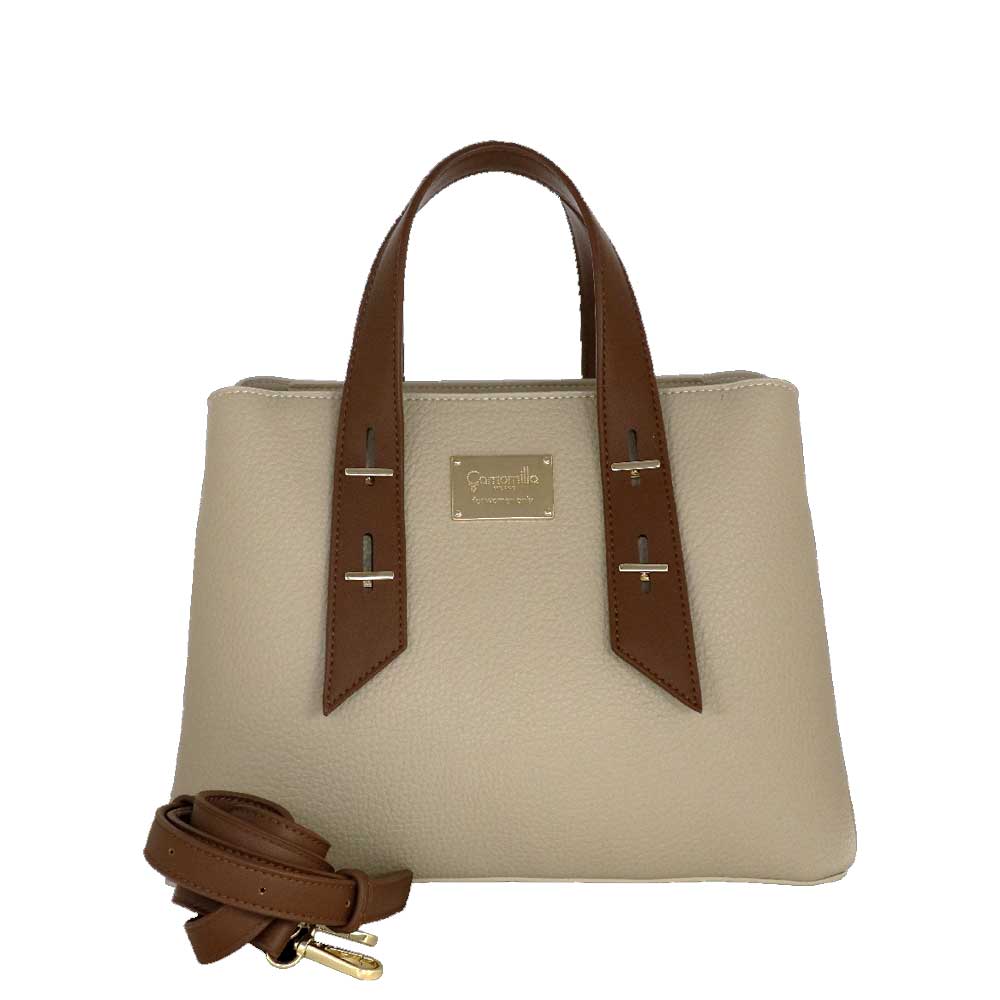 Camomilla Milano | Borsa a Mano Bree M Beige con Dettagli a Contrasto