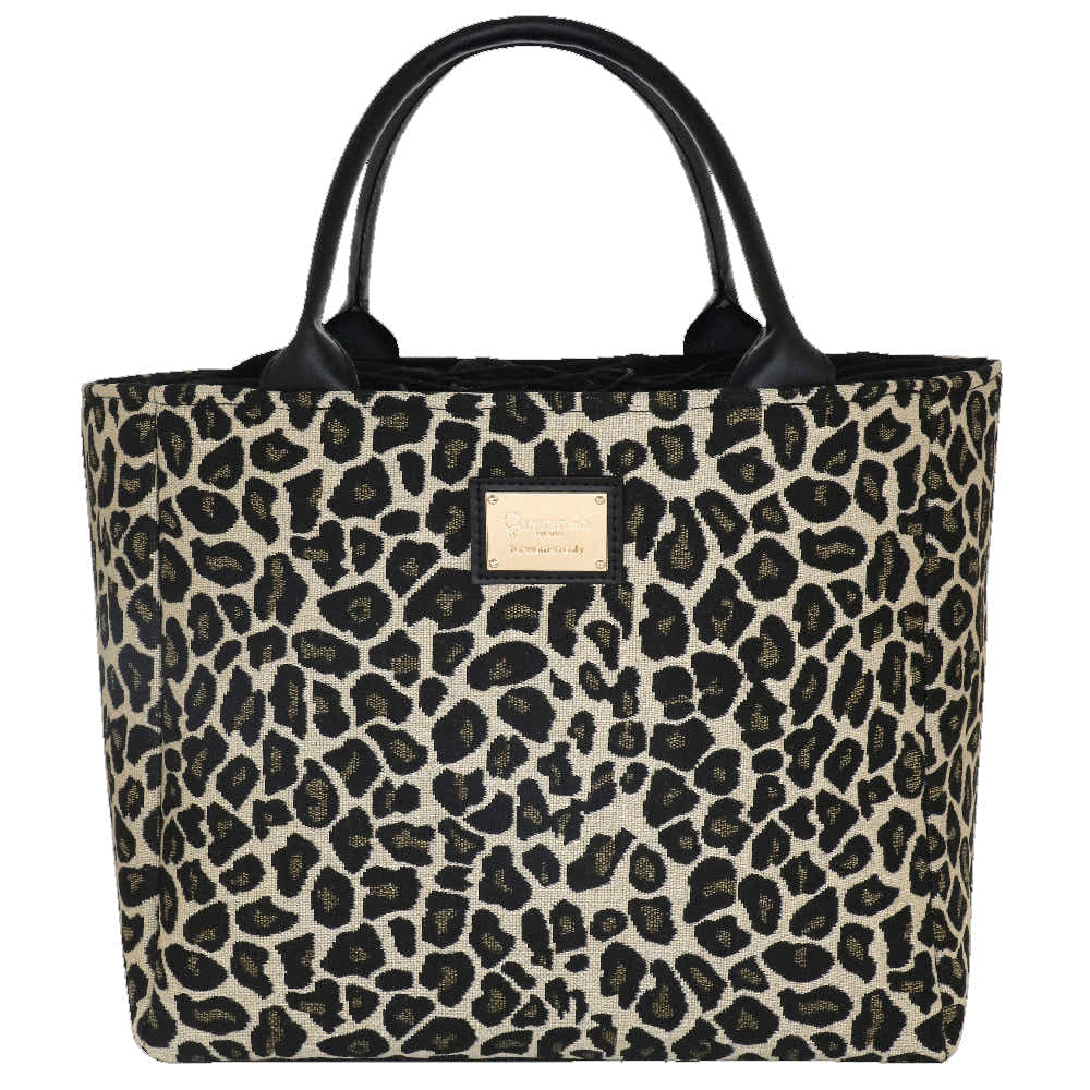 Camomilla Milano | Borsa a Mano L Lulu Beige | Stampa Leopardata Tapestry