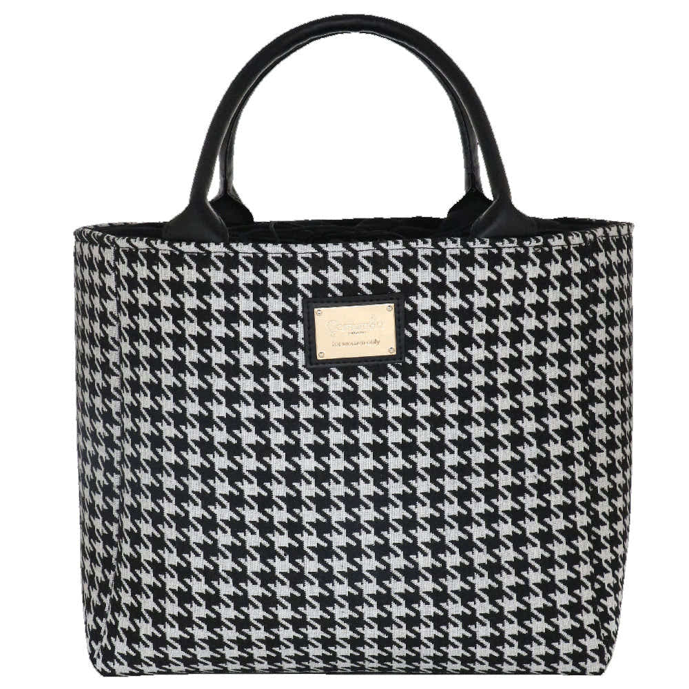 Camomilla Milano | Borsa a Mano L Lulu Nera | Pied de Poule Tapestry