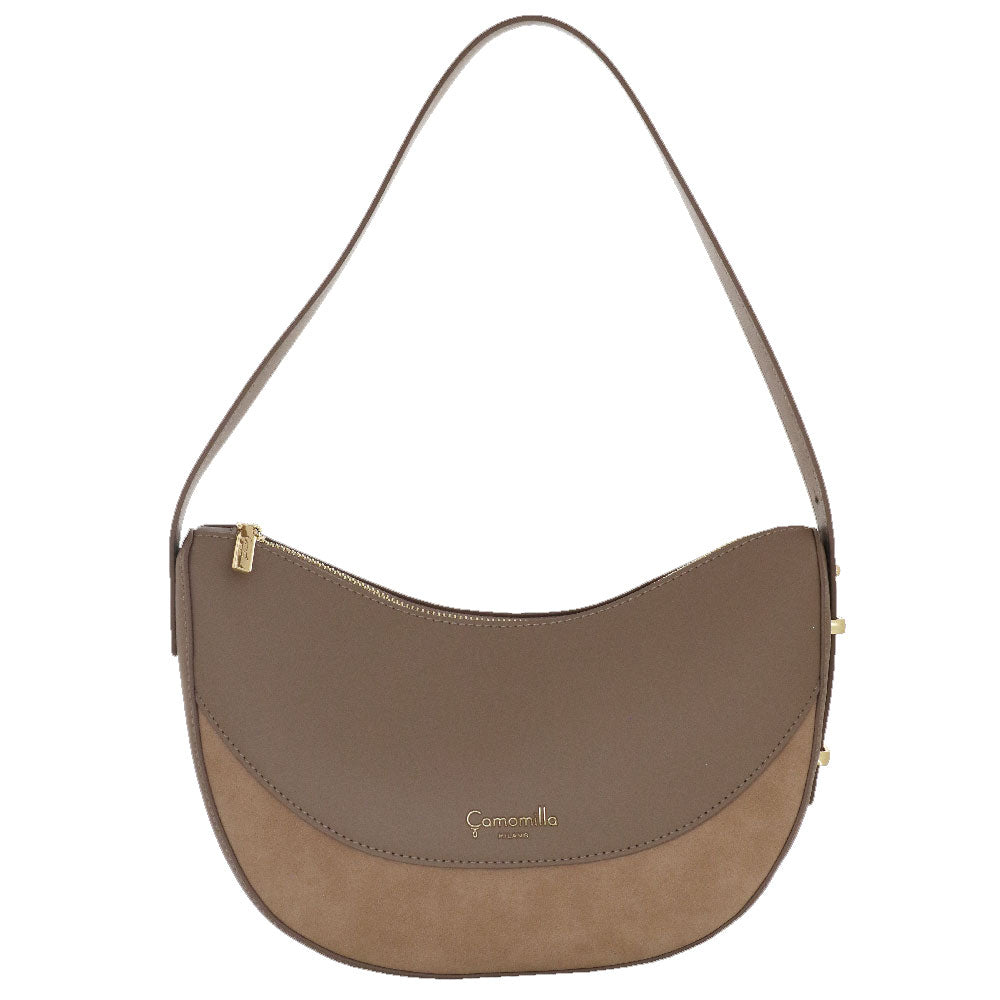Camomilla Milano | Borsa a Spalla Emma Tortora Effetto Camoscio