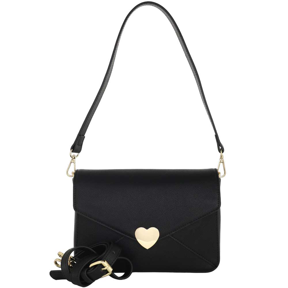 Camomilla Milano | Borsa a Spalla Nina Nera con Chiusura a Cuore