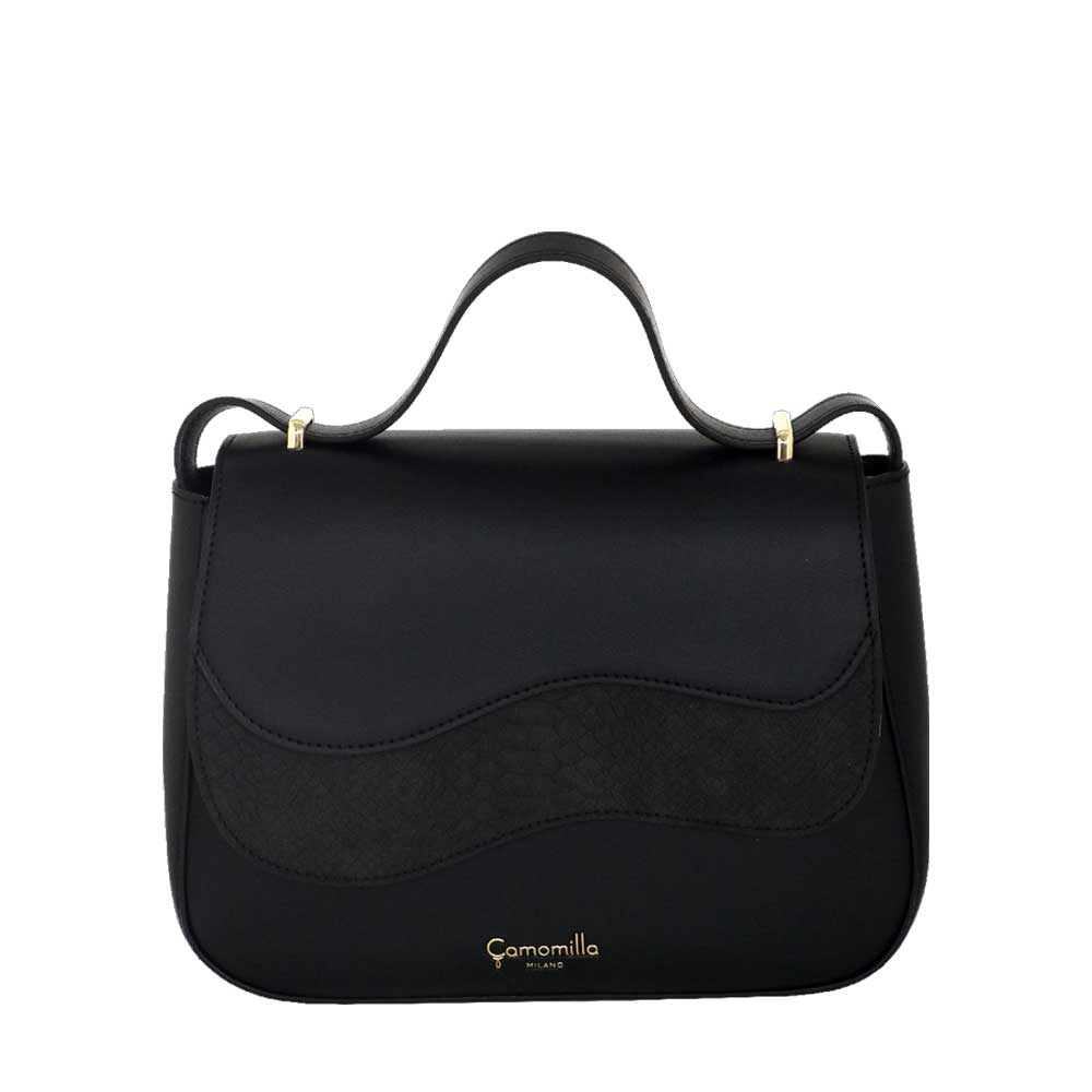 Camomilla Milano | Borsa Tracolla Emma Nera Effetto Camoscio