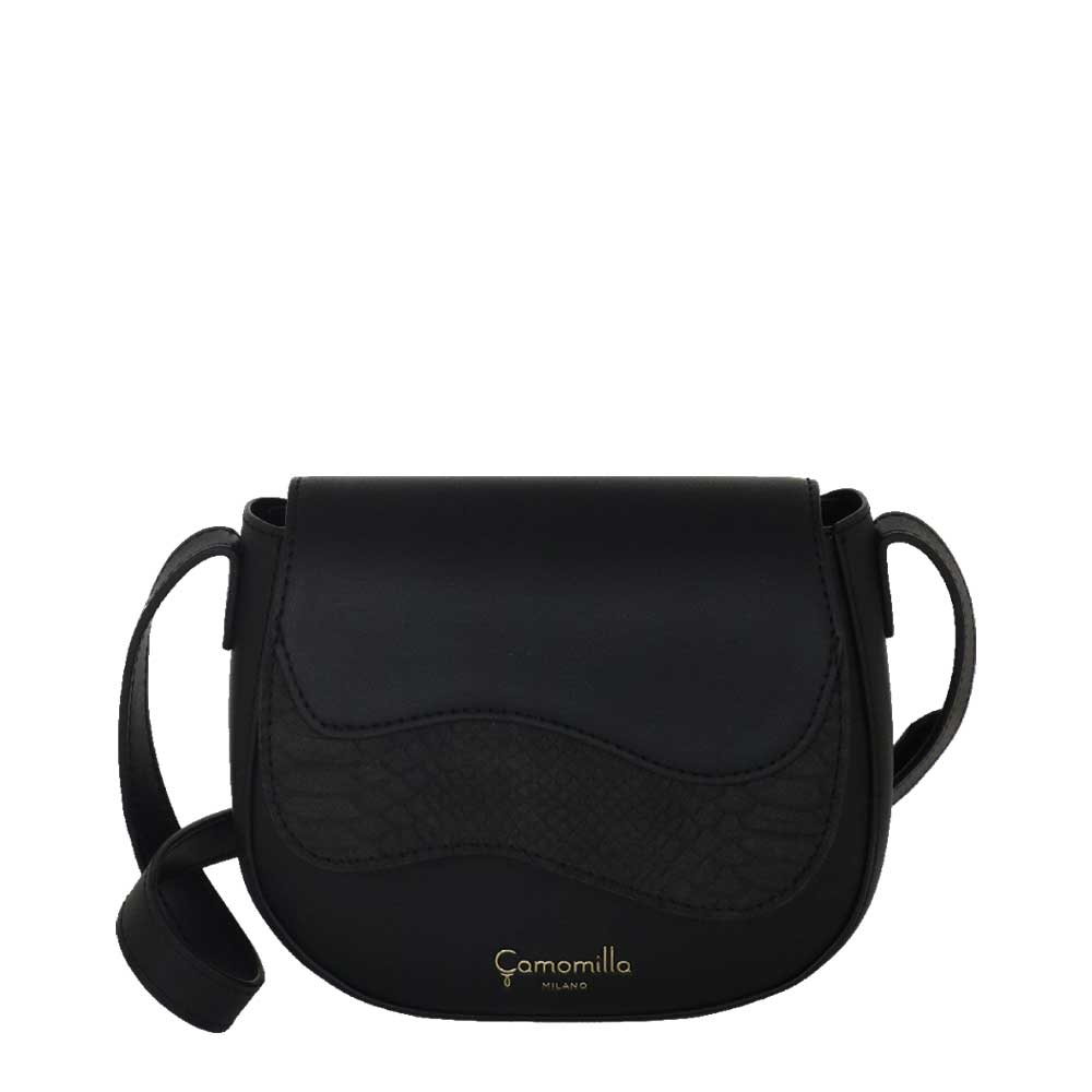Camomilla Milano | Borsa Tracolla Emma S Nera Effetto Camoscio
