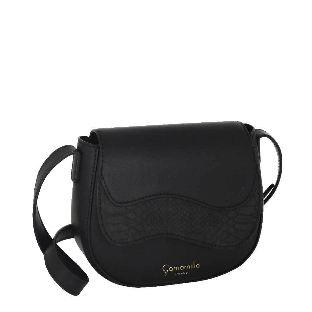 Camomilla Milano | Borsa Tracolla Emma S Nera Effetto Camoscio