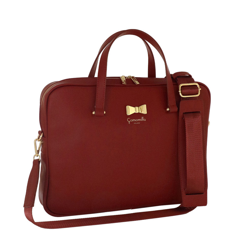 Camomilla Milano | Borsa PC Rossa in Saffiano con Fiocco