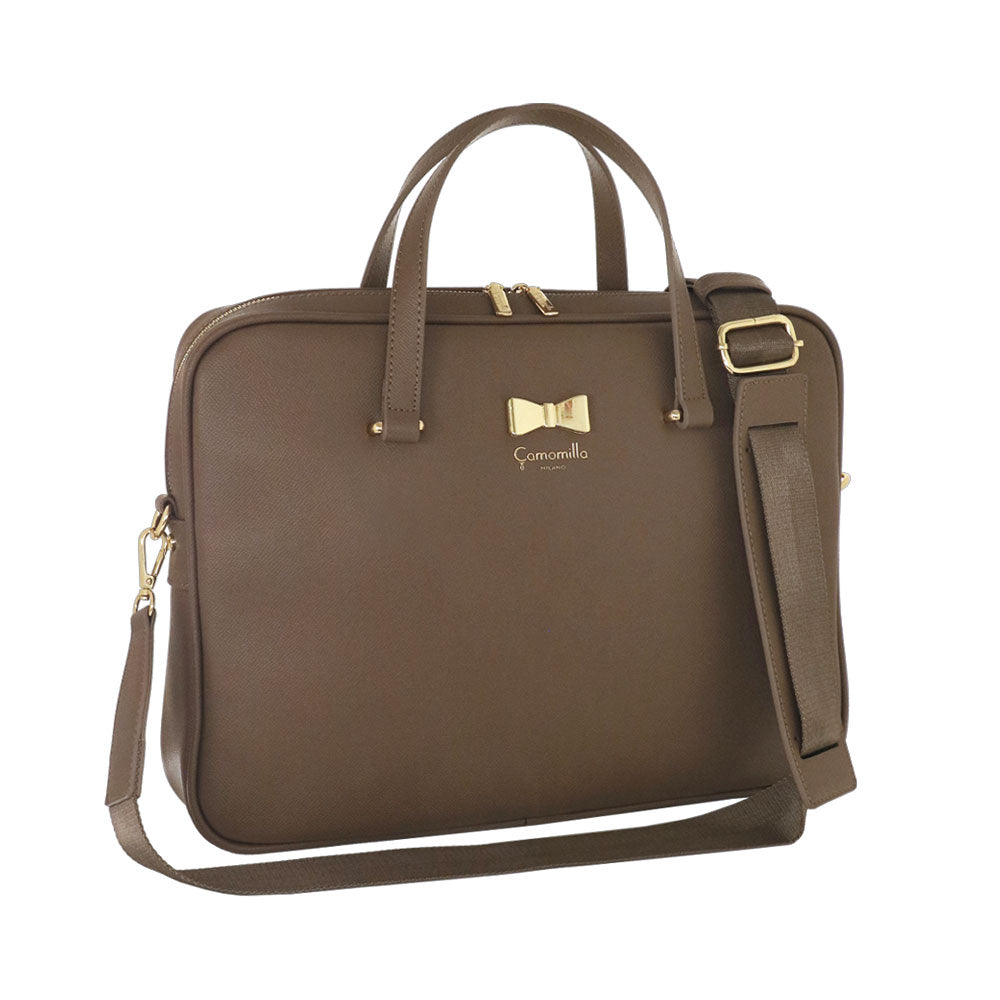 Camomilla Milano | Borsa PC Taupe in Saffiano con Fiocco