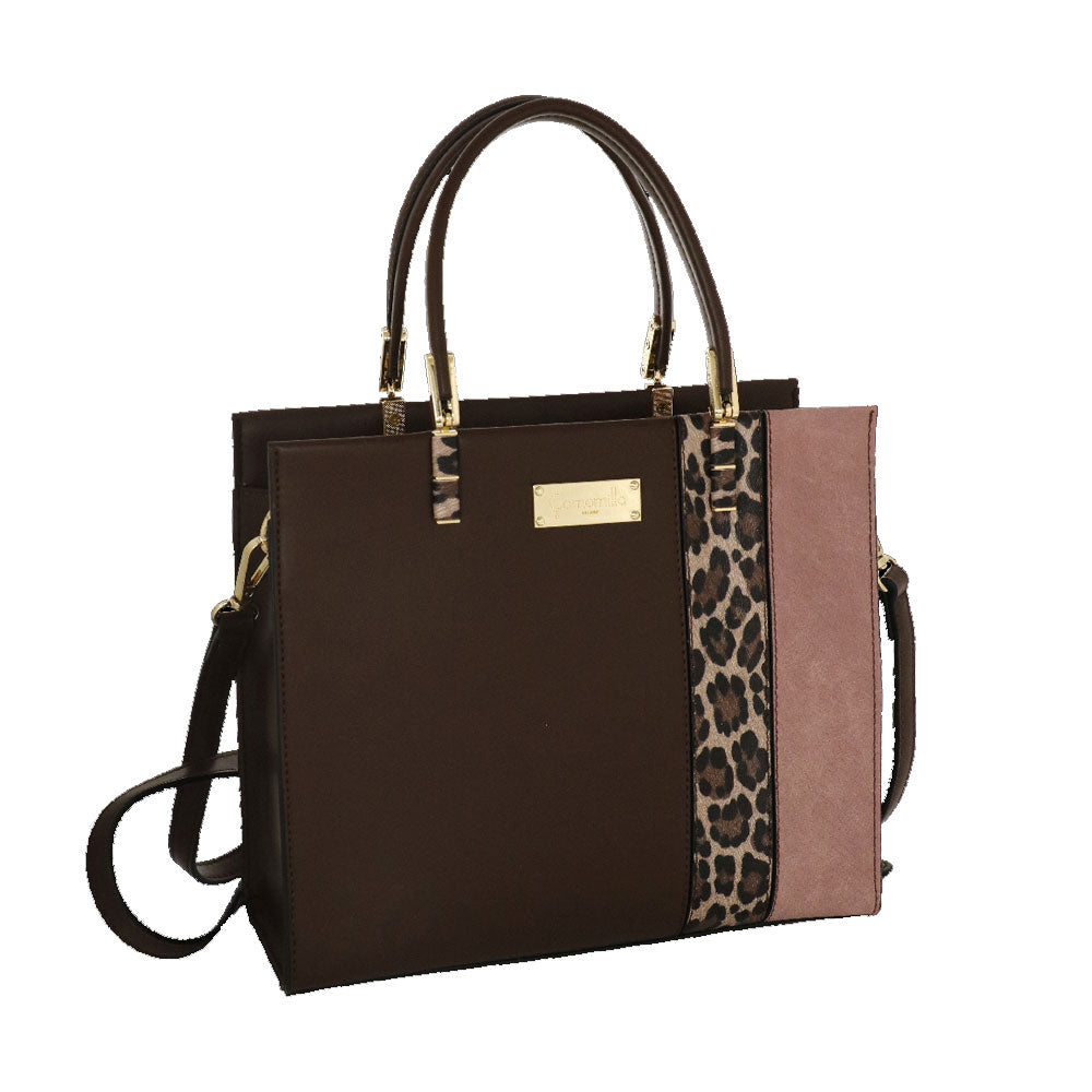 Camomilla Milano | Borsa a Mano Jungle M | Stampa Animalier Marrone