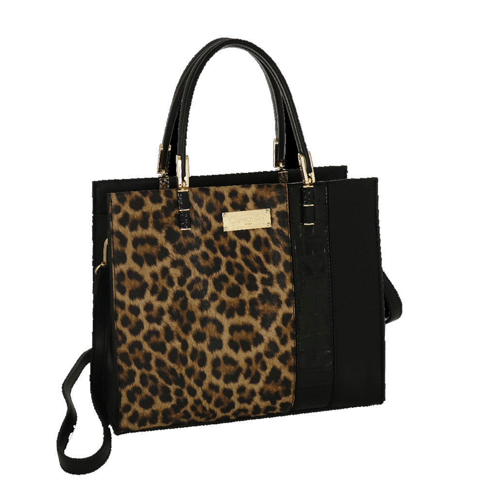 Camomilla Milano | Borsa a Mano Jungle M | Stampa Animalier Nera