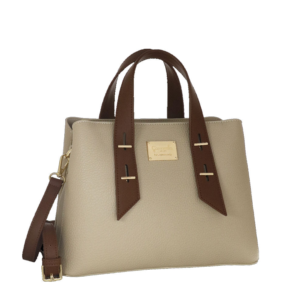 Camomilla Milano | Borsa a Mano Bree M Beige con Dettagli a Contrasto