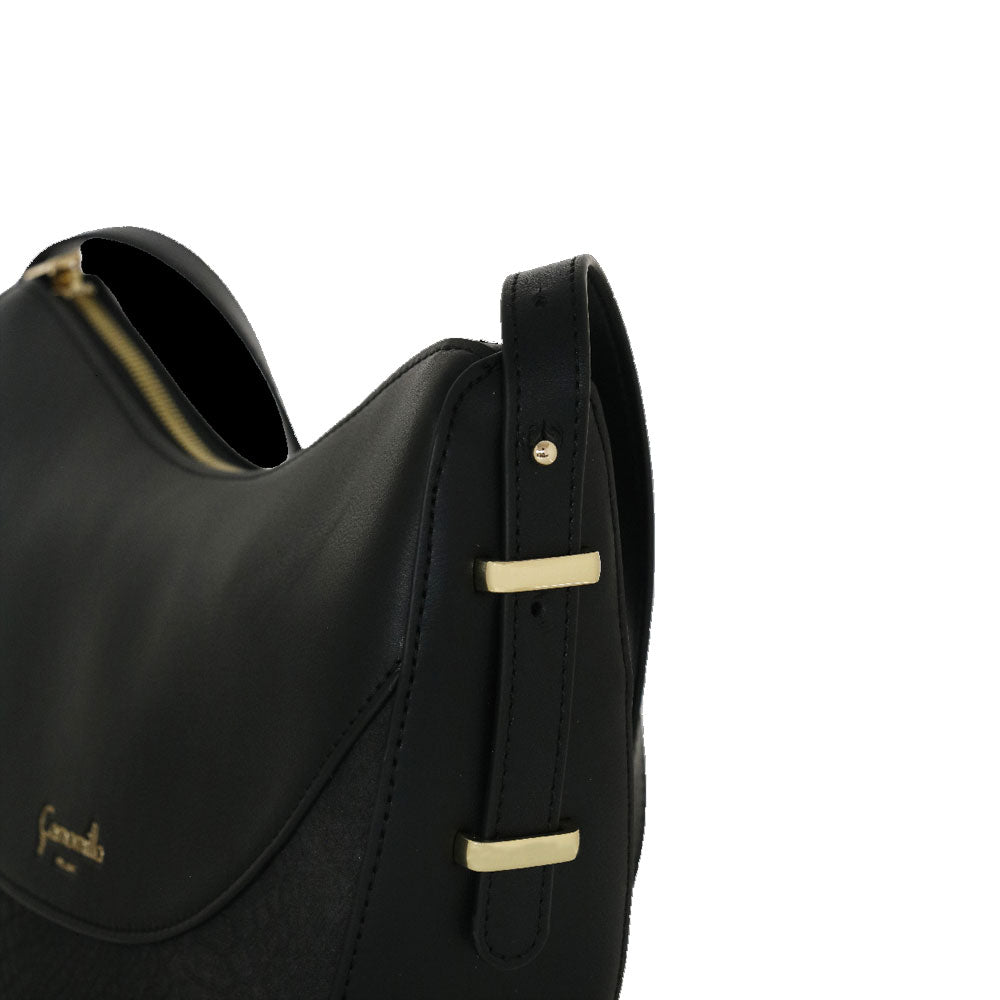 Camomilla Milano | Borsa a Spalla Emma Nera Effetto Camoscio