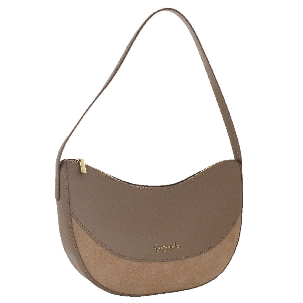 Camomilla Milano | Borsa a Spalla Emma Tortora Effetto Camoscio