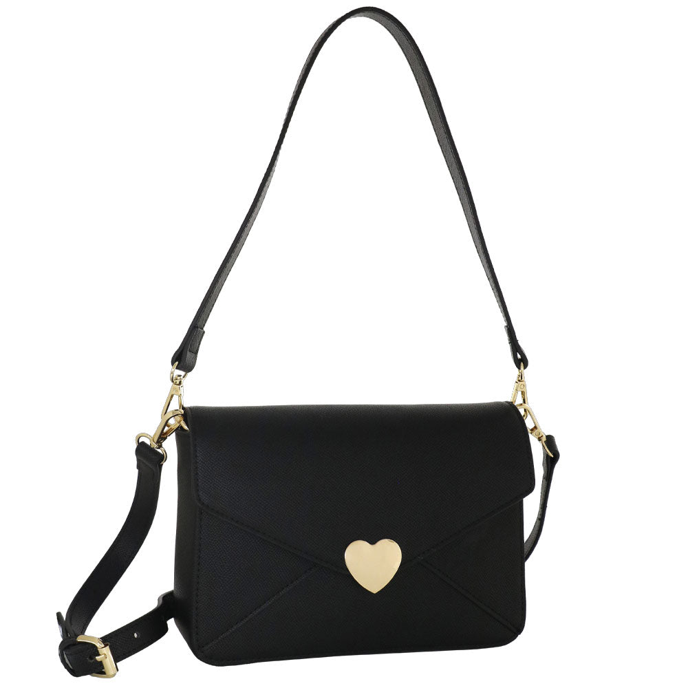 Camomilla Milano | Borsa a Spalla Nina Nera con Chiusura a Cuore