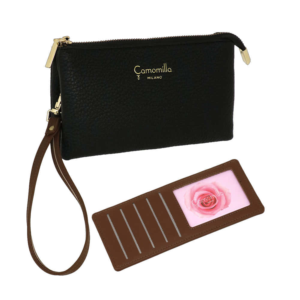 Camomilla Milano | Busta Portafoglio Bree Nera con Portacarte Estraibile