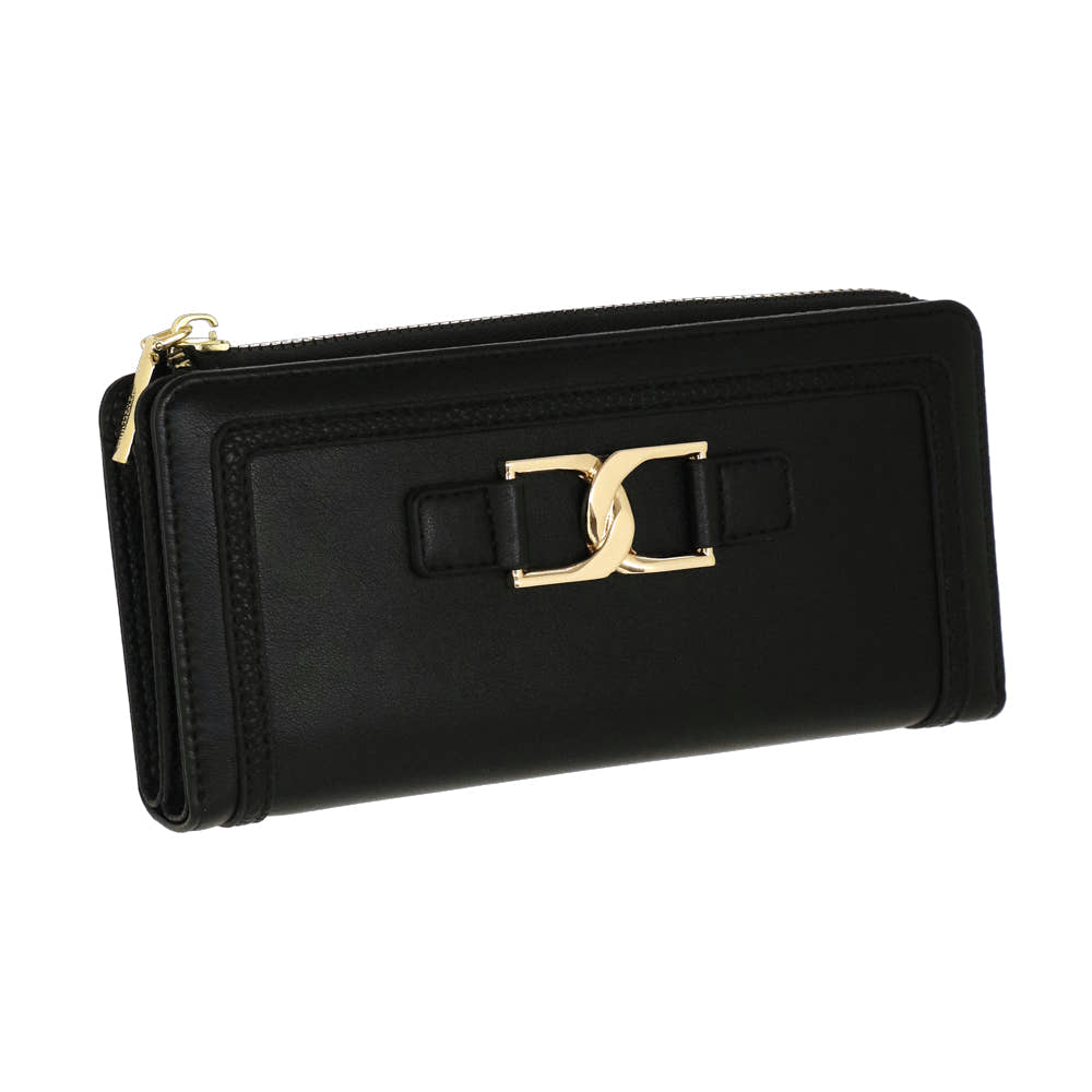 Camomilla Milano | Portafoglio Zip L Ottavia Nero Doppia Texture