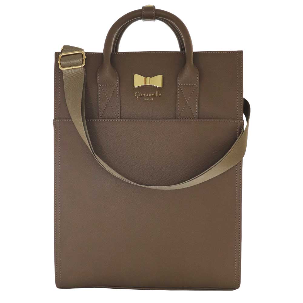 Camomilla Milano | Zaino Trasformabile Taupe in Saffiano con Fiocco