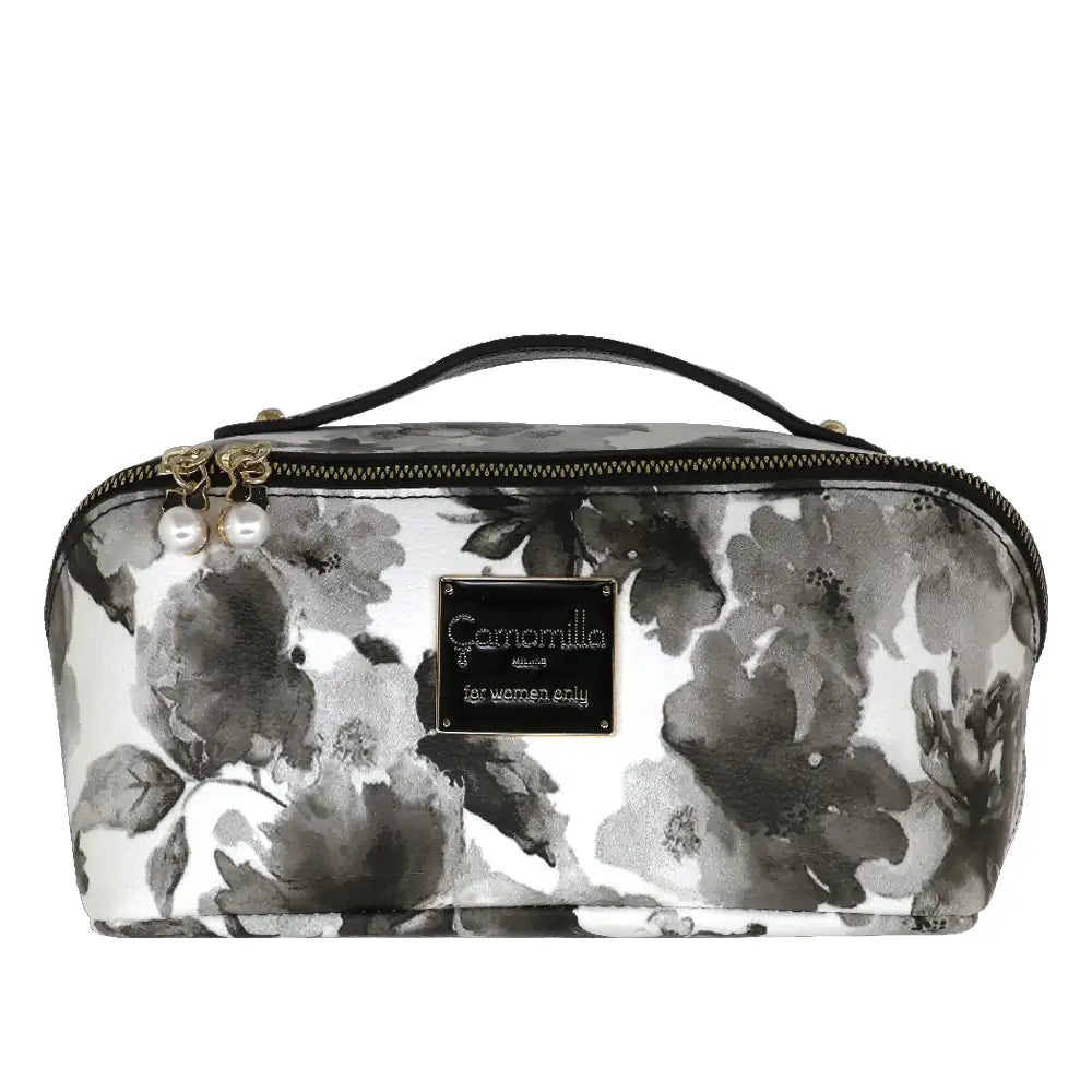 Camomilla Milano | Beauty Bag M Ice Queen | Stampa Rose Nere e Bianche
