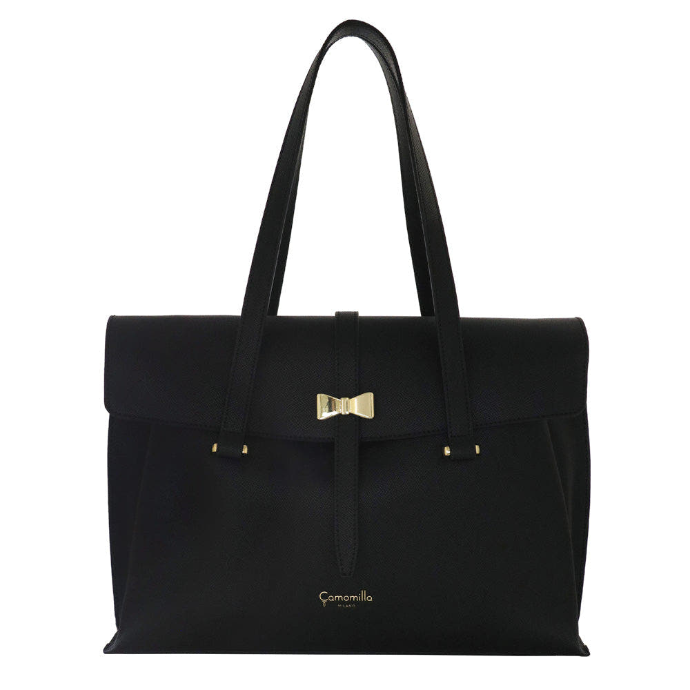 Camomilla Milano | Borsa Porta PC Nice Office Nera con Fiocco